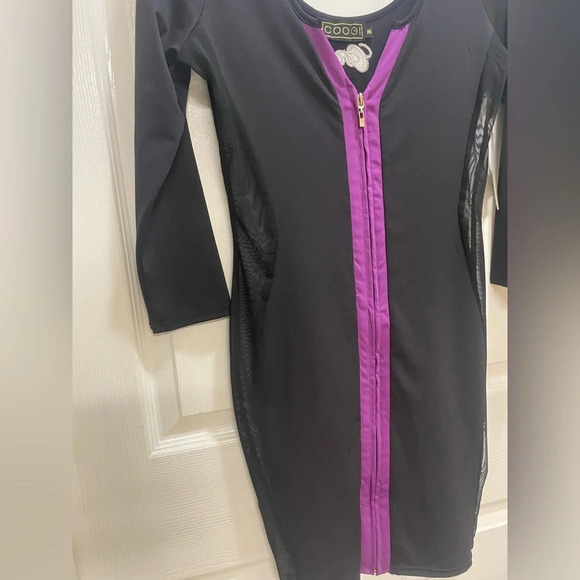 Coogi Block Body Con Dress Mesh Sides Zip Up Front Y2K Size Medium NWT - Picture 2 of 13